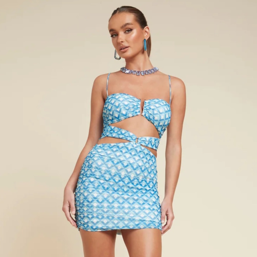 SKY GEO PRINT Mini Dress